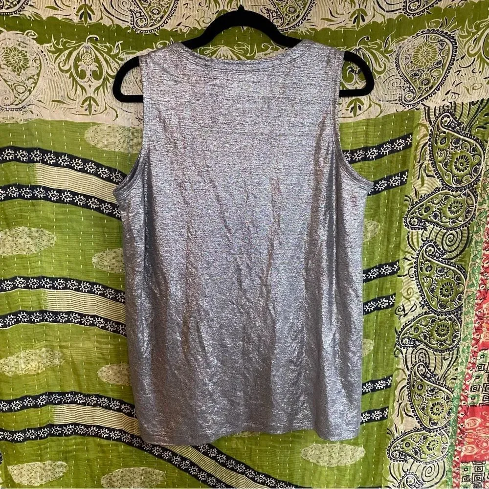 Eileen Fisher Ash Linen Jersey Shimmer Sleeveless Top Size Small - Picture 7 of 12